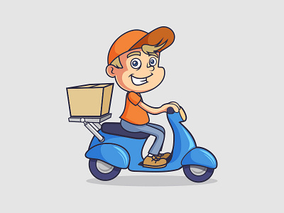 Delivery man on scooter courier delivery express fast messenger motorbike scooter shipping