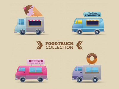 Food truck collection donut fast fast food flat design food food truck ice cream transport transportatio truck vehicle vintage