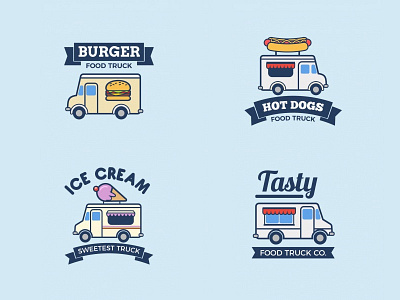 Foodtruck Logo donut fast fast food flat design food food truck ice cream transport transportatio truck vehicle vintage