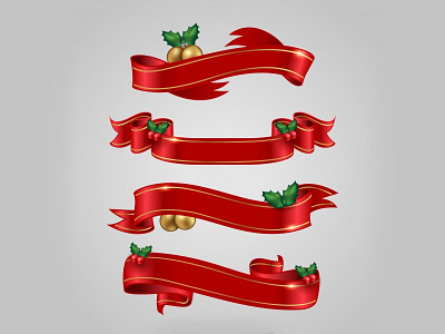 Christmas Ribbon Collection christmas decoration design elegant happy holiday labels red ribbons