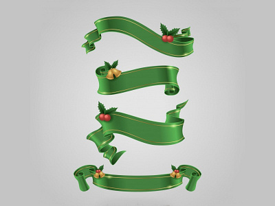 Christmas Ribbon Collection christmas decoration design elegant green happy holiday labels ribbons xmas