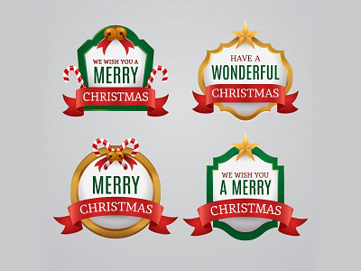 Free Christmas Badges Collection badges candy cane christmas decoration design elegant green happy holiday shield stars xmas