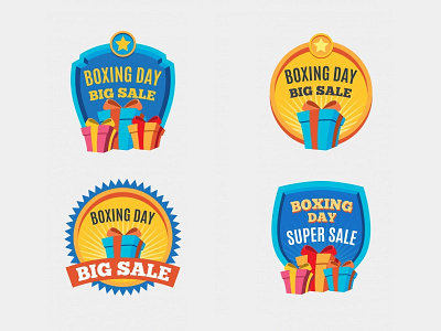 Boxing Day Badges Collection badges box boxing day emblem gifts label logo present shield shopping star