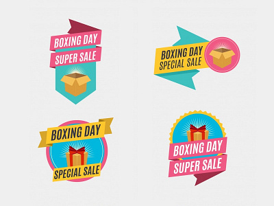 Boxing Day Badges Collection badges box boxing day emblem gifts label logo present shield shopping star