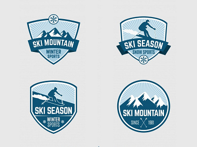 Ski Badges Collection badge emblem label logo seal ski snow sport sports sticker symbol winter