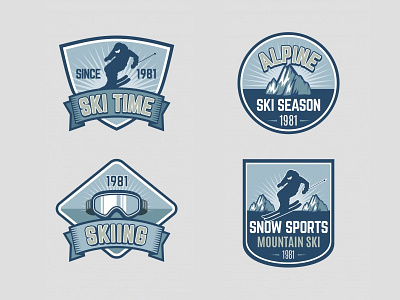 Ski Badges Collection badge emblem label logo seal ski snow sport sports sticker symbol winter