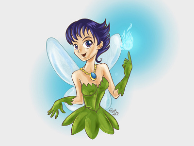 Faerie sketch anime character cute design faerie girl kawaii nature winged