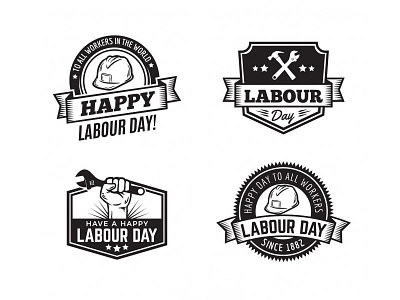 Vintage Labour Day Badges Collection badges collection day helmet labels labor labour seal tools vector vintage worker