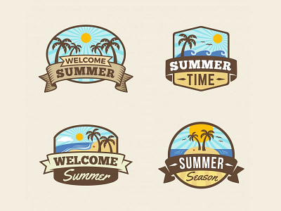 Summer Badges Collection beach flower island logo sea summer summertime sun sunset tropical vacation vintage