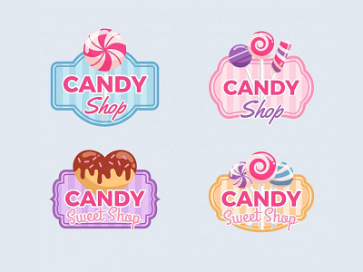 Candy Shop Badges Collection badges birthday candy chocolate logo lollipop party shop store sweet swirl treat