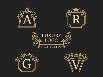 Vintage Luxury Logo Collection antique badges classic decoration decorative design emblem label letters logo luxury vintage