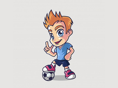 Soccer Player Kid ball cartoon character cute football game kid mascot match player soccer worldcup