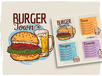 Burger Menu Template beer burger design dessert download food free freepik hamburger handdraw illustration menu vintage