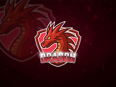 Red Dragon Esport Logo character design dragon edit emblem esport illustration mascot monster red shield sport team template