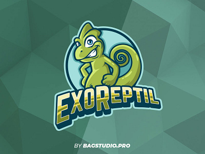 Reptile Logo Mascot animal cartoon chameleon character green logo logodesign nature reptile