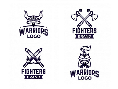 Warrior Logo Collection 02 axes badges fighter helmet league logo medieval sport swords team warrior