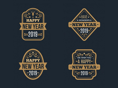 2019 New Year Badges Collection 2019 badges collection emblem freepik golden logos luxury new year ornamental vintage