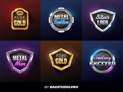 Vector 3d Badges Collection 3d badges brand golden illustrator logo metallic shield shiny silver vector