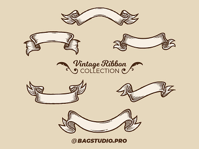 Hand drawn Vintage Ribbon Collection