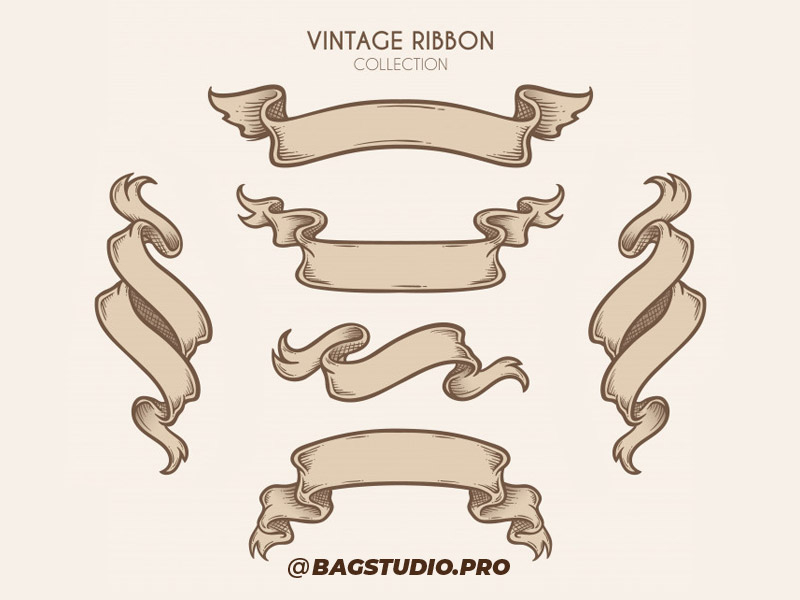 Hand Drawn Vintage Ribbon Collection, Objects ft. ribbon & victorian -  Envato Elements