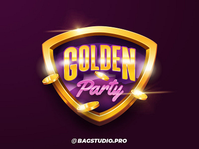 Golden Shield Casino Party Logo badge casino coins flyer freepik gold logo luxury money rich shiny vector