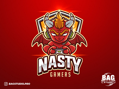 Red Devil Gamer Esport Logo cartoon character cute devil devil horns esport evil gamer gaming illustration logo mascot
