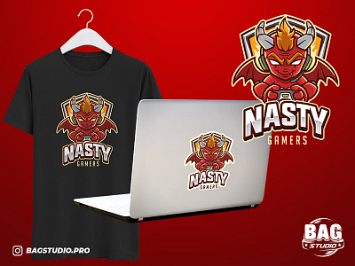 Little Red Devil Gamer Esport Logo Template branding devil editable esport gaming graphicriver horns logo red template