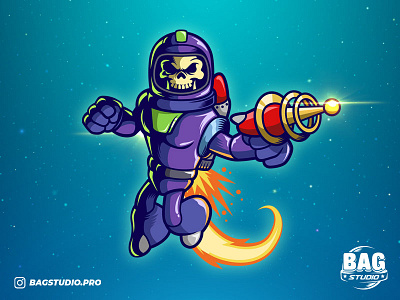 Space Skull Illustration astronaut character designer illustrator mascot scifi space vector art vintage