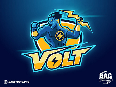 Volt esport logo cartoon esport gamer illustrator lightning logodesign mascot sport thunder volt