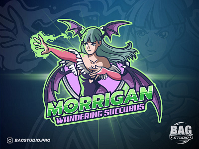 Morrigan Esport Logo badge capcom chracter esport fighter gaming illustrator logo morrigan