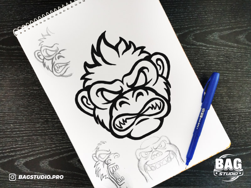angry ape drawing
