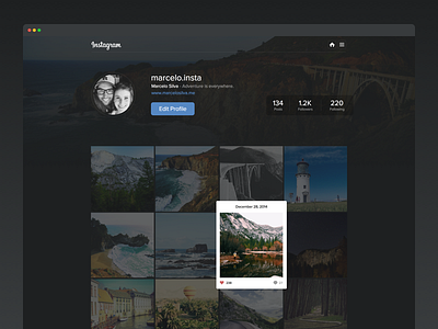 Instagram Web Redesign dark instagram minimalistic modern new photo photography product redesign ui ux web