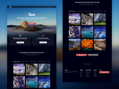 500px Redesign Concept 500px clean concept landing page modern photography photos redesign ui web design website