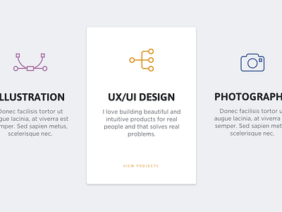 Design Skills cards design flat icons modern photography portfolio typography ui ux web web design