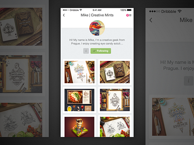 Dribbble App Profile Page