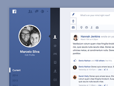 Facebook 2.0 clean concept facebook flat interface modern product redesign ui ux web web design