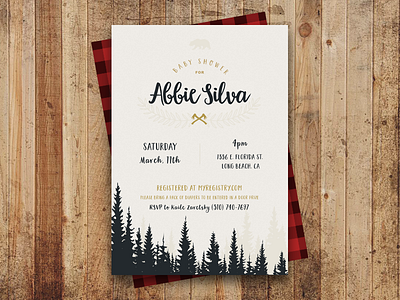 Baby Shower Invite baby shower camp camping card invitation invite invite design layout nature outdoors rustic typography