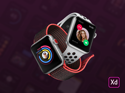 Smartwatch UI Kit for Adobe XD adobe xd apple apple watch download free freebie kit mockup resource smartwatch ui ui kit