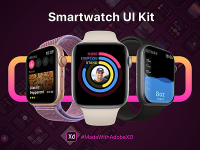 Smartwatch UI Kit adobe adobexd apps clean colors design free interface kit mockup resources screens smartwatch ui ui kit ux watch