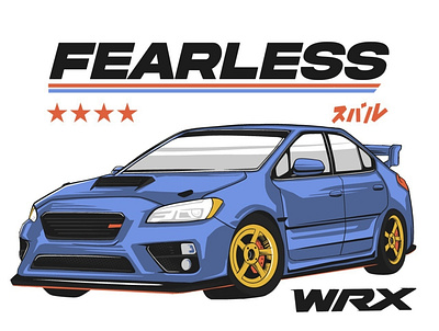 FEARLESS artwork automatic blue car drift illustration jdm minimalis race racing sport subaru typograpy vector