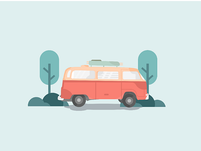 Traveler hideout van minimalist illustration flat