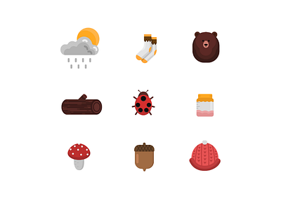 Set autumn icon flat minimalis