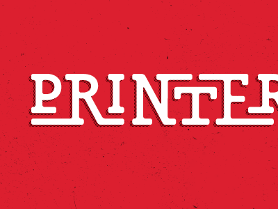 Printery archer logo printery red type white