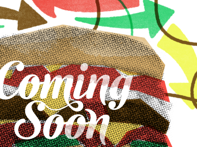 Coming Soon arrows burger fries lines semilla