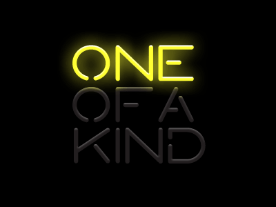 One of a Kind custom neon sign test type yellow