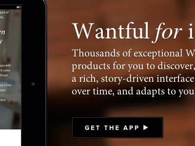 Wantful for iPad Landing Page ipad minion pro proxima nova wantful webpage