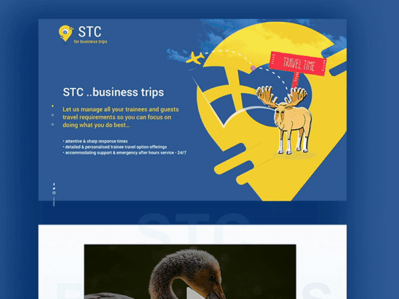 STC landing page for travel business travel landing page stc sweden travel trips ui