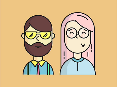 husband & wife art avatar cartoon character colorful couple design icon logo man partner people vector women