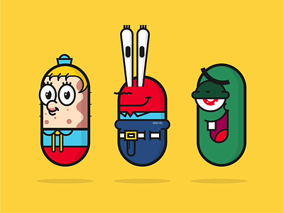 people icon in capsule shape art cartoon character colorful design icon outline people plankton set sponge bob template vector