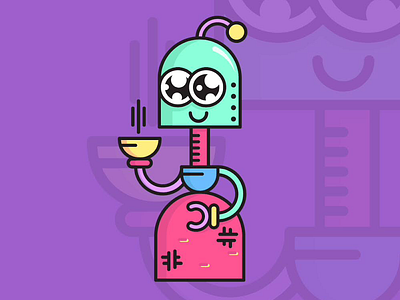 nice bot art basic cartoon character cleaning colorful design doodle geometric icon ouline people robot rounded technology vector women